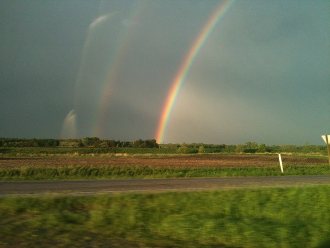 bright rainbow after the storm Morris, Manitoba Canada