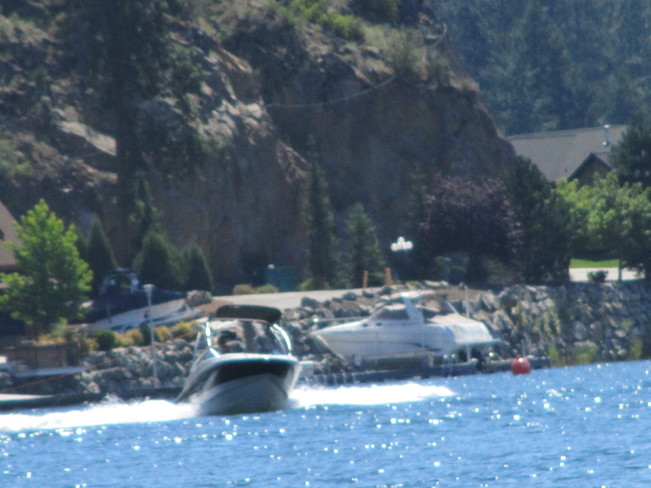 Boating on Okanagan Lake Vernon, British Columbia Canada