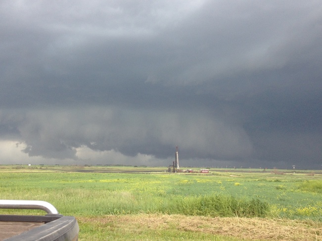 Approching storm at rig site Griffin, Saskatchewan Canada