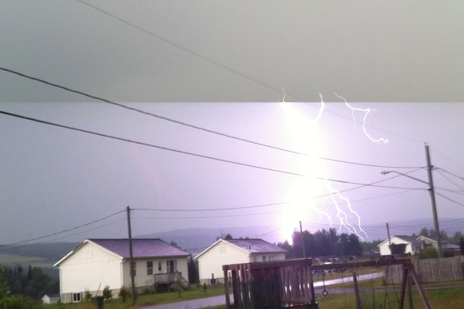 Bad Thunderstorm starts Fire In the woods Tobique 20, New Brunswick Canada