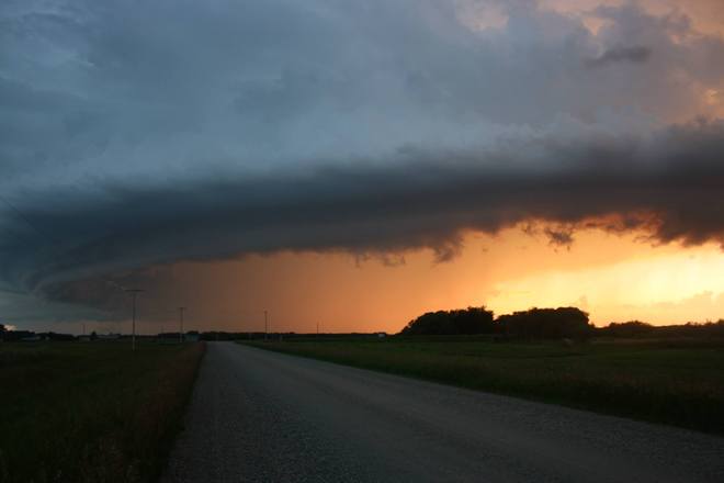 Storm clouds at sunset. Vibank, Saskatchewan Canada