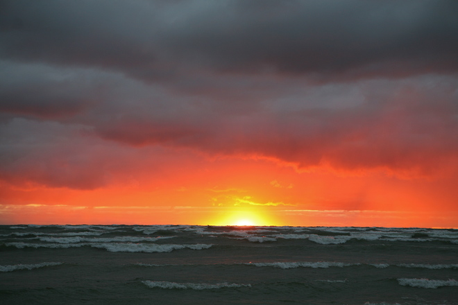 Fireball Sunset Sauble Beach, Ontario Canada