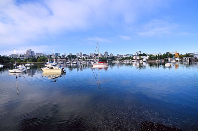 Boats in False Creek Vancouver, British Columbia Canada