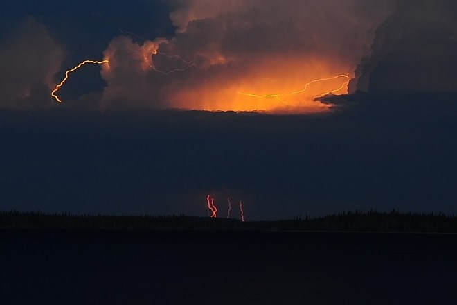 Distant Lightning Show Wunnumin Lake Indian Reserve 86, Ontario Canada