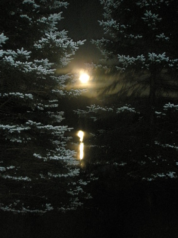 full moon + lake reflection Mont-Tremblant, Quebec Canada