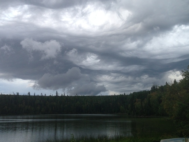 storm clouds rolling in Vermilion Bay, Ontario Canada