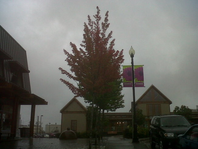 Library under rain and clouds. Courtenay, British Columbia Canada