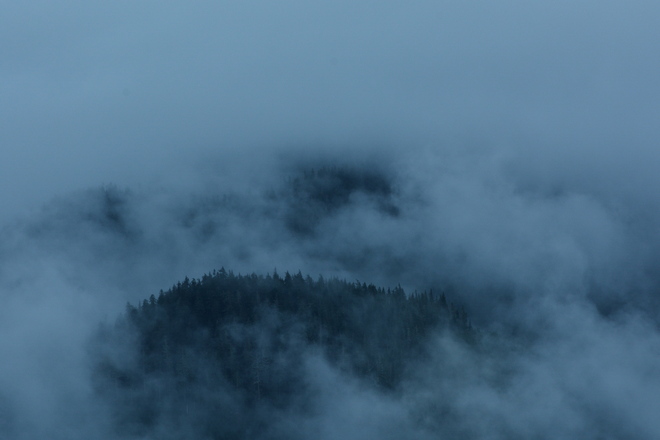 Cloudy mountain tops Kitimat, British Columbia Canada
