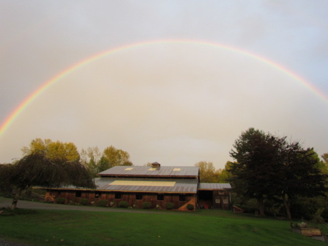 Rainbow over Barn in Langley 