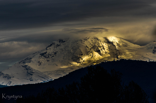 sun going down on Mt. Baker Mission, British Columbia Canada