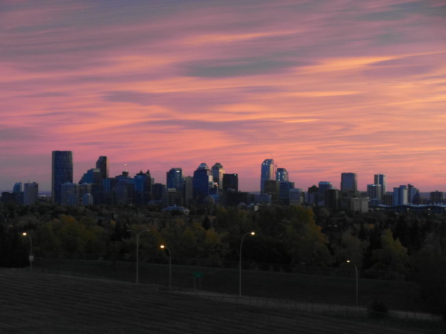 sunset over the city. Calgary, Alberta Canada
