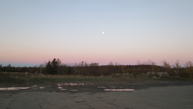 Moon setting in the west Lively, Ontario Canada