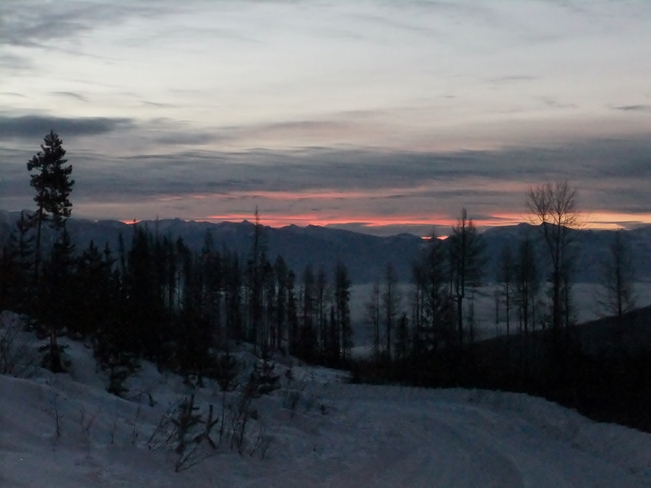 sunrise from the snowy mountain Fauquier, British Columbia Canada