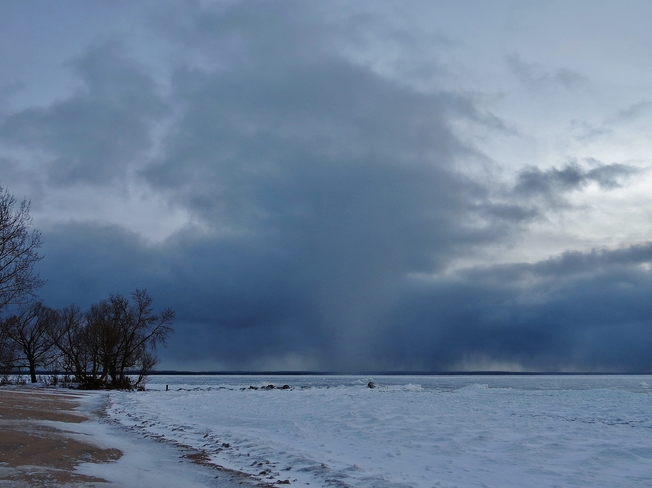 Snow-nado squall over the South Shore. North Bay, Ontario Canada