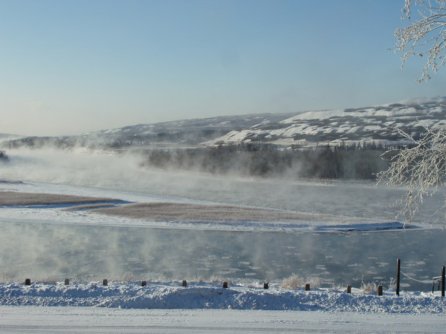 Steam Rising Peace River, Alberta Canada