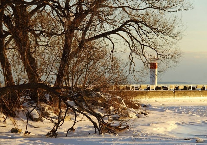 Frozen Lake Erie Port Dover, Ontario Canada