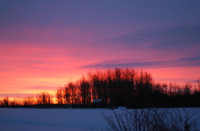 Boxing Day sunrise Clyde, Alberta Canada