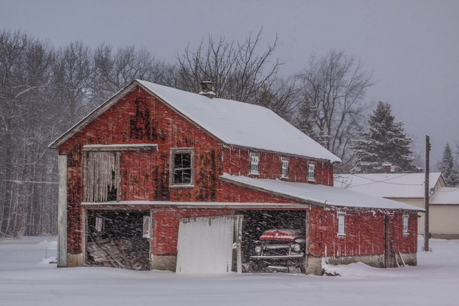 Red Barn in the Snow Stevensville, Ontario Canada