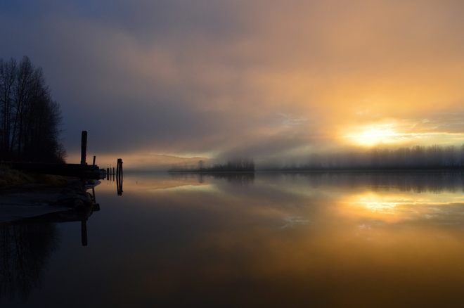 Pre-dawn on the Fraser River Maple Ridge, British Columbia Canada