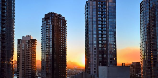 Evening Sunset in the City Vancouver, British Columbia Canada