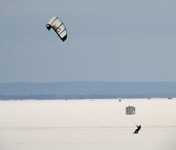 winter kiteboarding North Bay, Ontario Canada