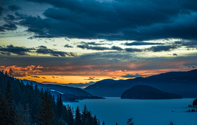 Mara Lake sunset Sicamous, British Columbia Canada