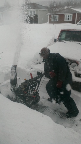 Wolfman using my snowblower St. John's, Newfoundland and Labrador Canada