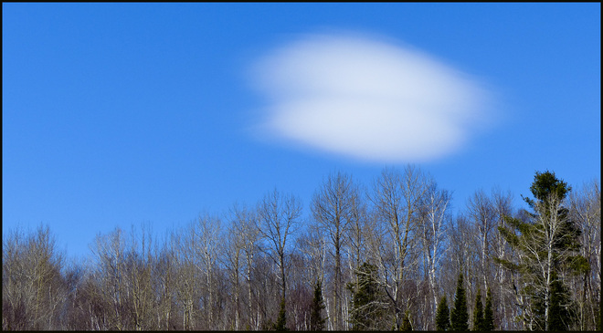 Strange cloud in a blue sky. Elliot Lake, Ontario Canada