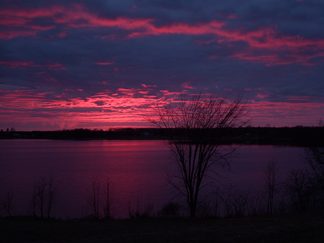 Red sky at Night. Long Sault, Ontario Canada