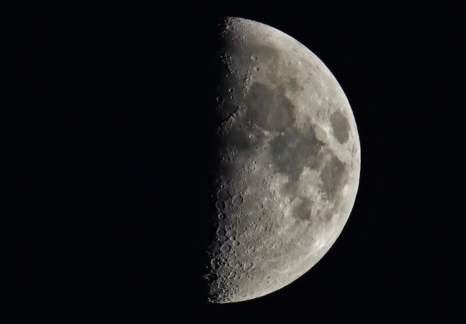 First Quarter Moon on first clear night. North Bay, ON