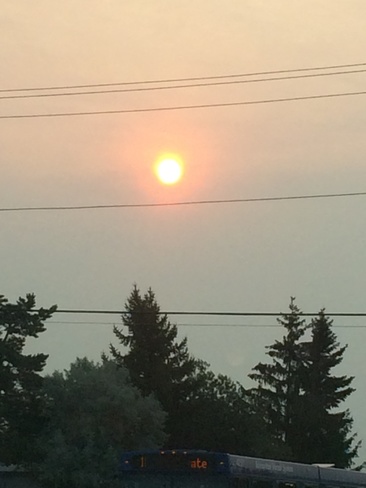 Red Sun in morning North Edmonton, Alberta Canada