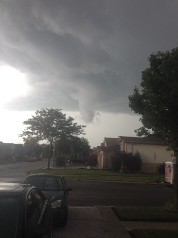 a funnel cloud forming Windsor, Ontario Canada