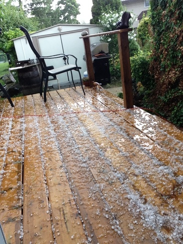 Hail on my deck Thorold ON