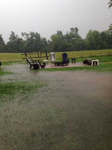 flooded backyard Lowville, Ontario Canada