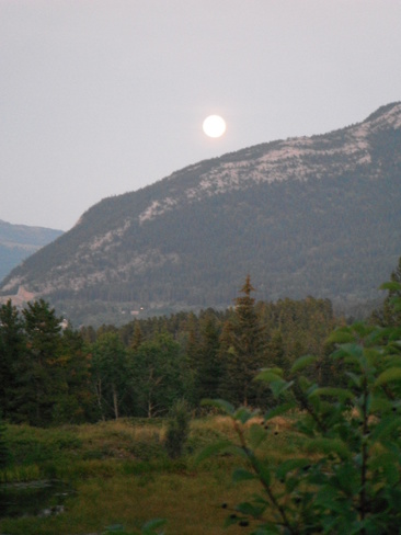 full moon over Turtle Mountain Crowsnest Pass Blairmore, Crowsnest Pass, Alberta