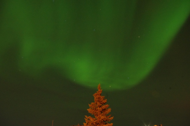 2am ,northern lights. Abasand Heights, Alberta Canada