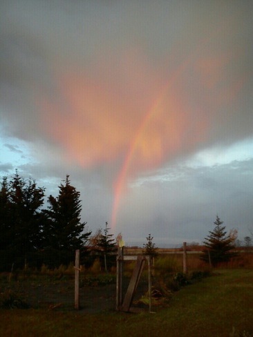 rainbow in the western sky 