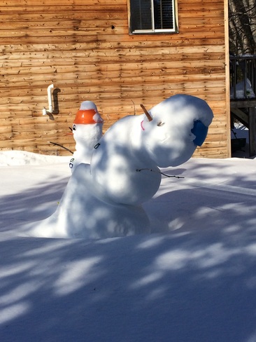 Snowman with a sore back :) Sturgeon Falls, Ontario Canada