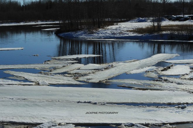 Ice buildup at the Mattagami River Bridge in Timmins Timmins, ON,