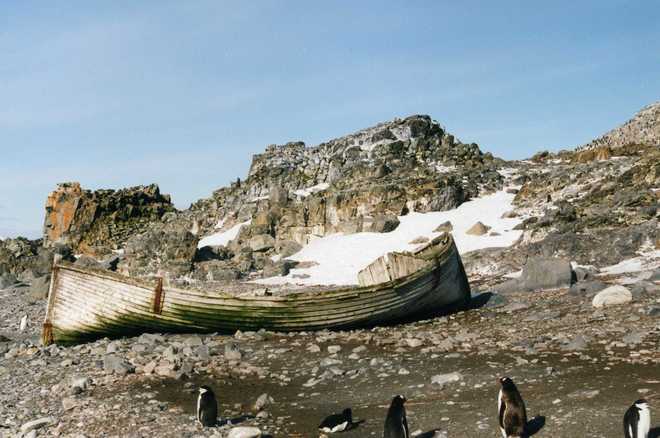 Abandoned Whaleboat Coastline of Antarctica