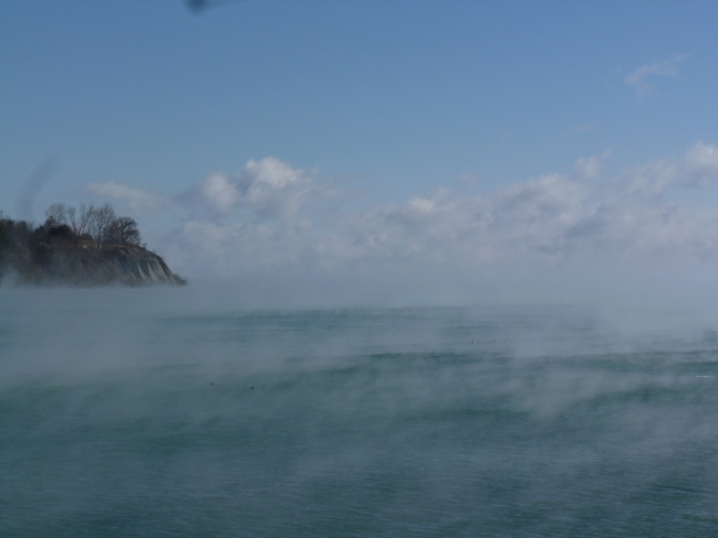 Newcastle Ontario. Mist rising off Lake Ontario in the extreme cold. 699 Mill St S, Newcastle, ON L1B 1L9, Canada