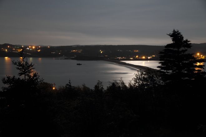 Moonlight flooding the bay. Bay Roberts, Newfoundland and Labrador Canada