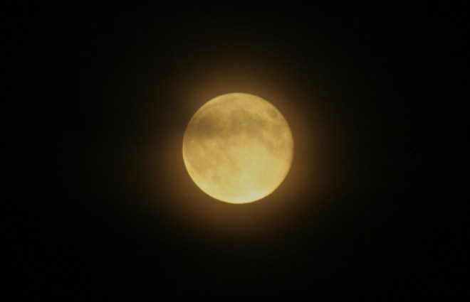 Super Moon under light clouds Reward, Saskatchewan Canada