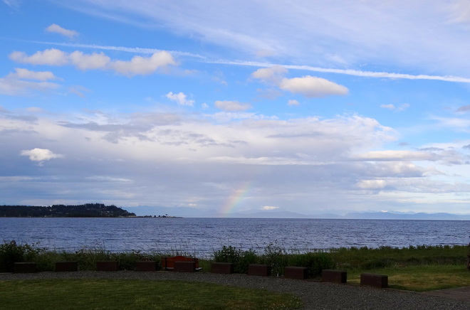 Rain or sun, rainbow blessed Royston, British Columbia Canada