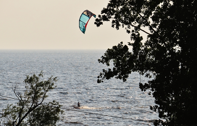 Kiteboarding on Lake Nipissing on one windy day! North Bay, Ontario Canada