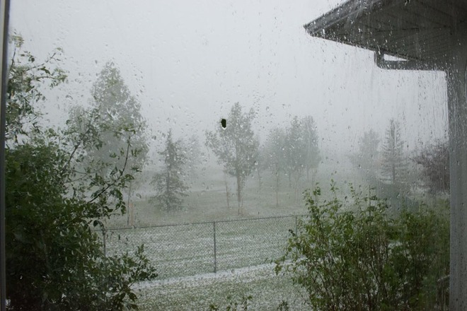 The rain and hail began to fall Lethbridge, Alberta Canada