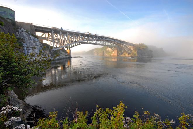 Misty bridge in New Brunswick Brunswick, New Brunswick Canada