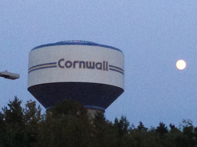 Almost full moon Cornwall, Ontario Canada