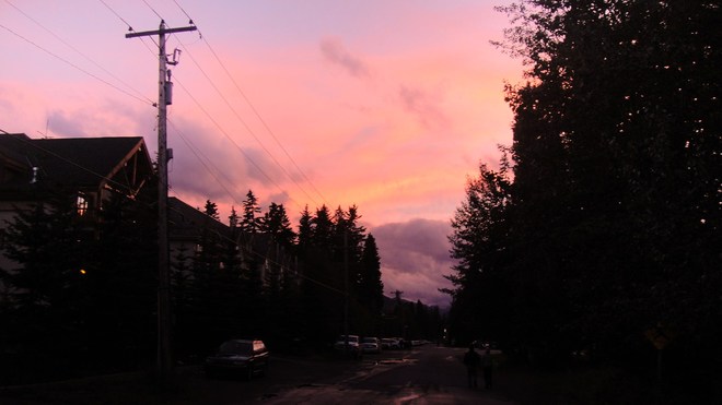 Pink skies at night Banff, Alberta Canada
