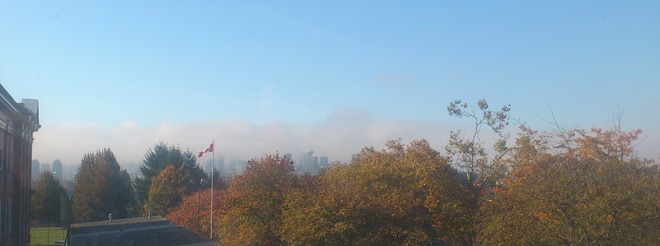 Foggy Downtown Greater Vancouver, British Columbia Canada